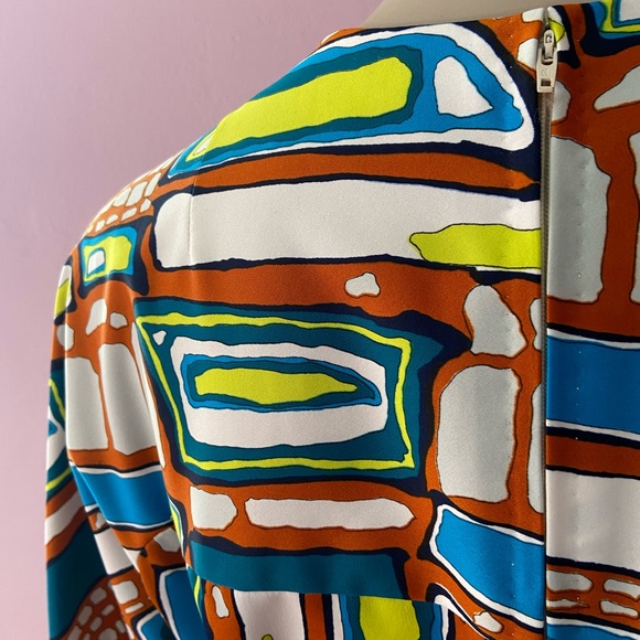 Vintage 70s Print Dress with Billowy Sleeve Size M - Picture 5 of 6